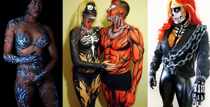 Bodypainting Cosplay Costumes For Comic Con International In San.