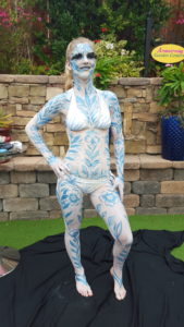 Live Body painting for San Diego FOX 5 Morning News by bodypainter Lana Chromium