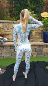 Live Body painting for San Diego FOX 5 Morning News by bodypainter Lana Chromium