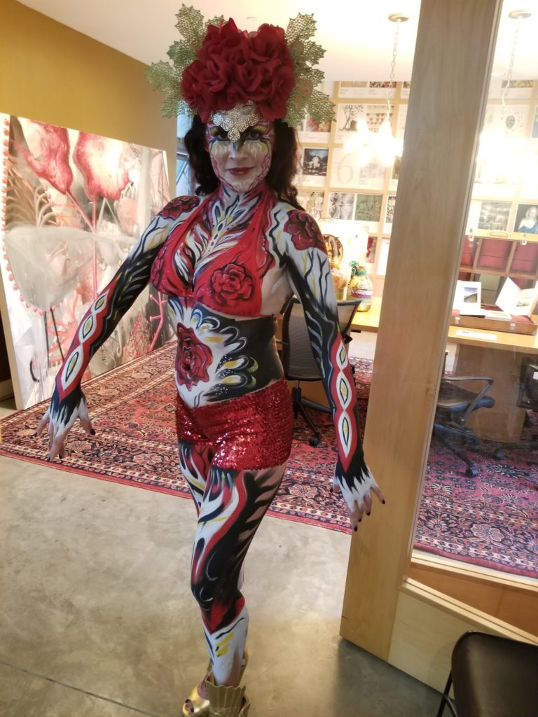 Lana Chromium bodypainted model & dancer Marissa Sambista Serrano for afterhours LUX MUSEUM event in  Encinitas California