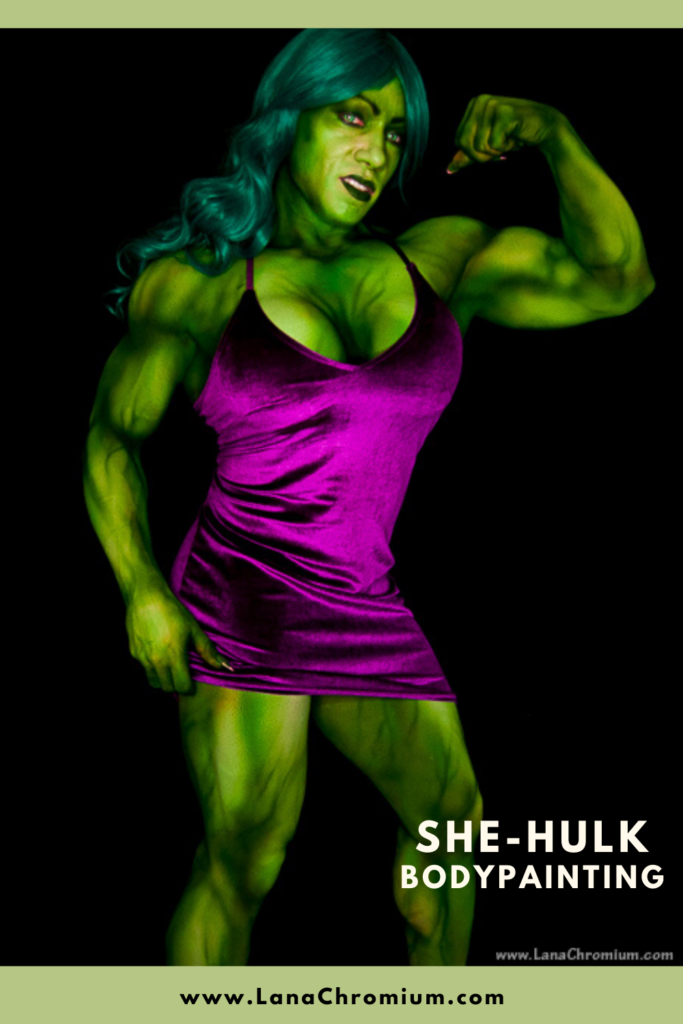 she hulk cosplay, she hulk cosplay instagram, she hulk cosplay costume, she-hulk cosplay, she hulk cosplay, she hulk,  she hulk movie, she hulk comic, she hulk marvel, she hulk art, Lana Chromium,  lanachromium,  Skin Wars Lana,  Body painting,  bodypainting,  bodyart,  she hulk costume,  she hulk comiccon, 
Cosplay bodypainting "She-Hulk" for famous bodybuilder attending Comic-con International in San Diego Convention Center