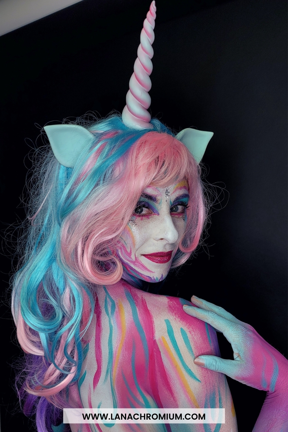 Unicorn 🦄 body painting on Rochelle | Lana Chromium Studio